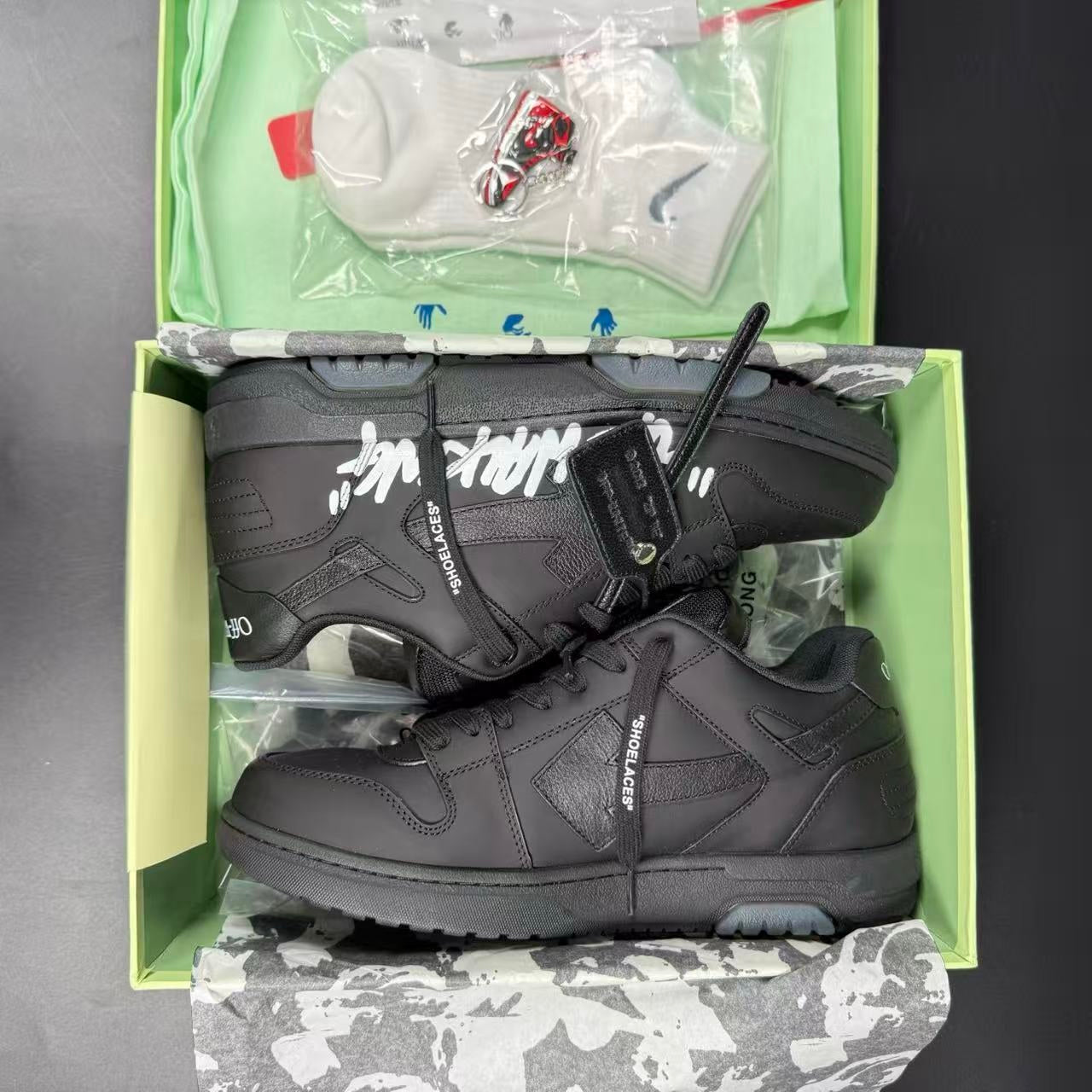 OFF-WHITE OUT OF OFFICE “OOO” CALF LEATHER BLACK “FOR WALKING” - Image 3